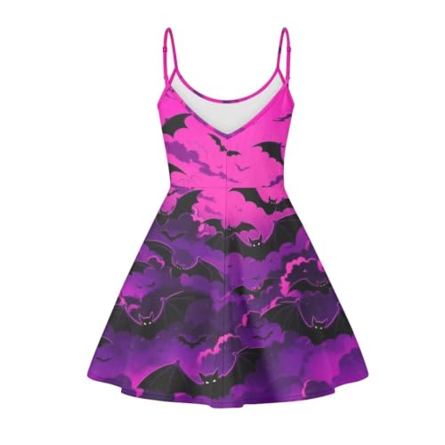 Image of Women's Spaghetti Strap Dress Summer Casual Swing Sundress Girls Beachwear Swing Mini Dress