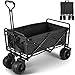 Produktbild Bear family Faltbarer Bollerwagen klappbar Handwagen mit Bremsen, Transportwagen Strandwagen Transportkarre Gartenanhänger Gartenwagen, 360 ° drehbar, belastbar bis 80kg, Schwarz