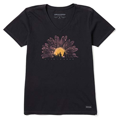 T-shirt watercolor daisy femme Crusher Vee Life is Good col en V en coton confortable
