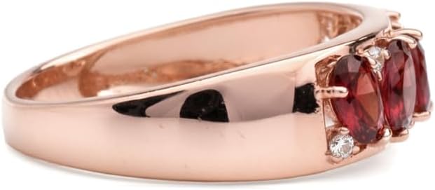 Fine Color Jewels Half Eternity Band Rings for Women 1.16 Carats Garnet 14K Gold Plated over Sterling Silver Marquise Ring January Birthstone Ring for Women Half Eternity Ring