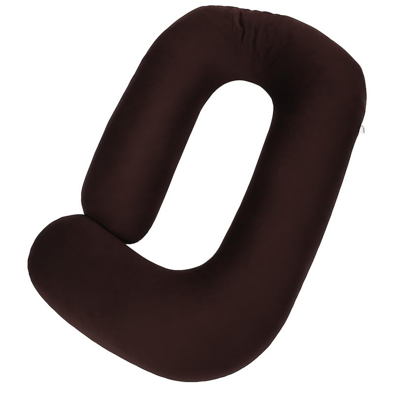 Image of Pregnancy Pillow for Women | Maternity Pillow for Pregnant Women & Newborn Feeding | Full Body Support for Back, Hips, Legs & Belly | Ergonomic Design | Polycotton Cover | Dark Brown
