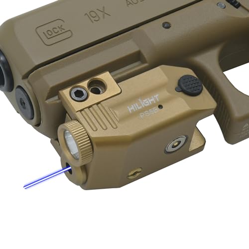 HiLight PS5B TAN Blue Laser Tactical Flashlight Combo for Pistols Handguns Anodized Aluminum Tan Color Powered by Magnetic USB Rechargeable Battery