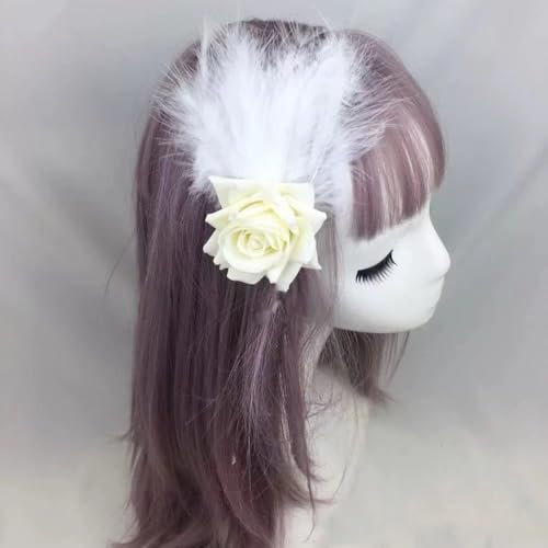 Pinza para cabello con plumas estilo gótico y rosa decorativa para Halloween, bodas y fiestas - GELXGRIT miniatura 6