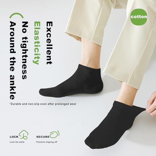infino® Men's Breathable Mesh Cotton Ankle Socks, 5 Pairs - Pure Black, Lightweight and Comfortable for Spring, Summer, and Fall