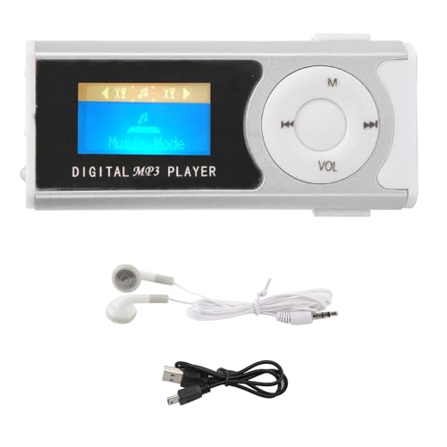 Mp3 Deportivo Port¨¢til,Reproductor Mp3, Linterna Mini Backclip Lcd Mini Pantalla Reproductor Multimedia De M¨²sica, Mini Mp3 Con Auriculares, Ligero Y Port¨¢til, Para Nadar Ba?arse Bucear(plata)
