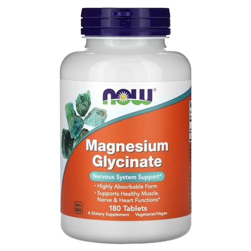 NOW Foods Supplements, Magnesium Glycinate 100 mg, Highly Absorbable Form, 180 Tablets