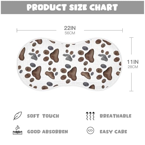 xigua Watercolor Paw Prints Muslin Baby Burp Cloths Set of 4, Super Soft & Absorbent Burping Rags, Cotton Burp Clothes Shower Gift for Newborn, Baby Girls and Boys4