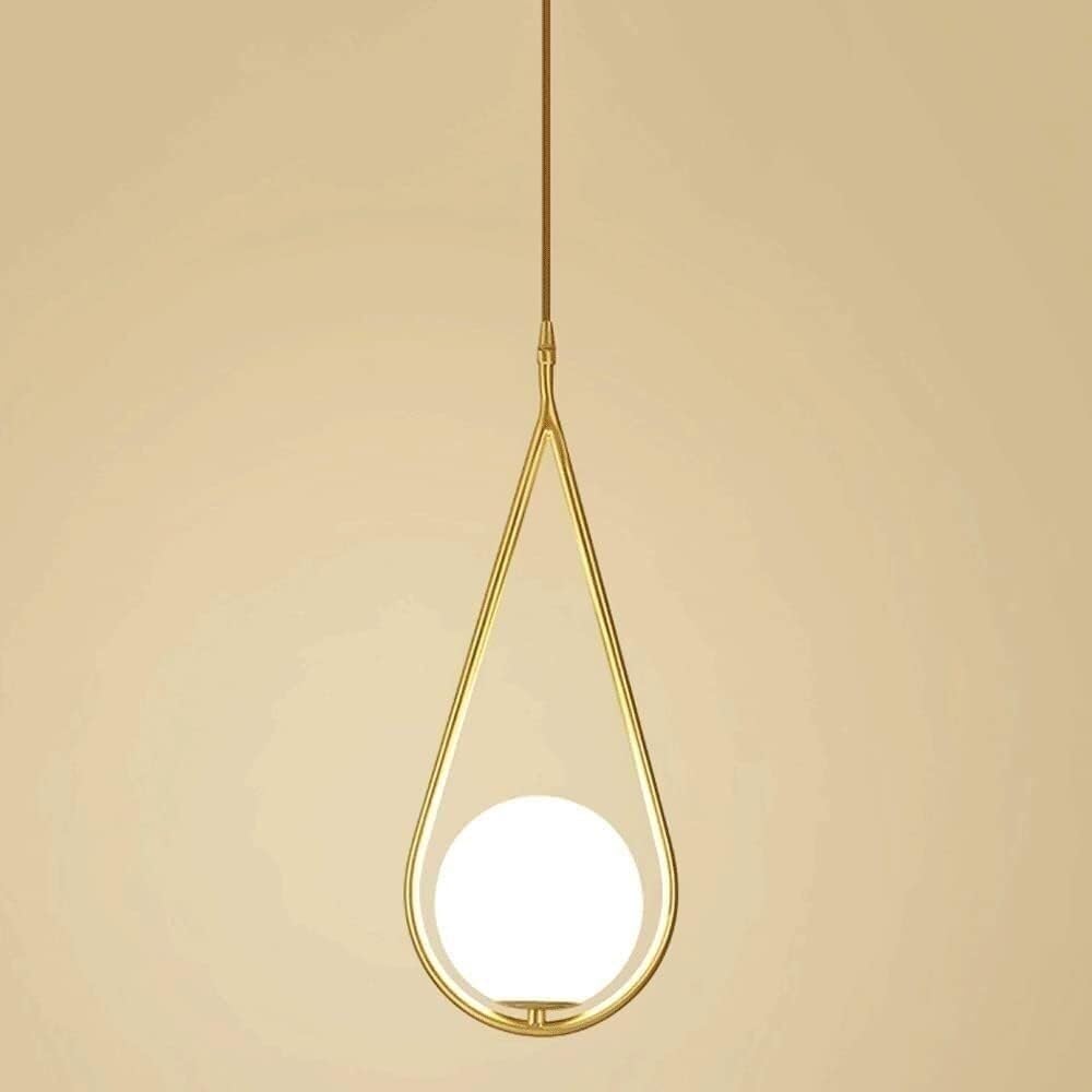 LYMSXAZOU Nordic Boutique Spherical Glass Pendant Light Chandelier with Copper Accent, 1-Light E27 Fixture for Restaurant, Bedroom, Bar(D)