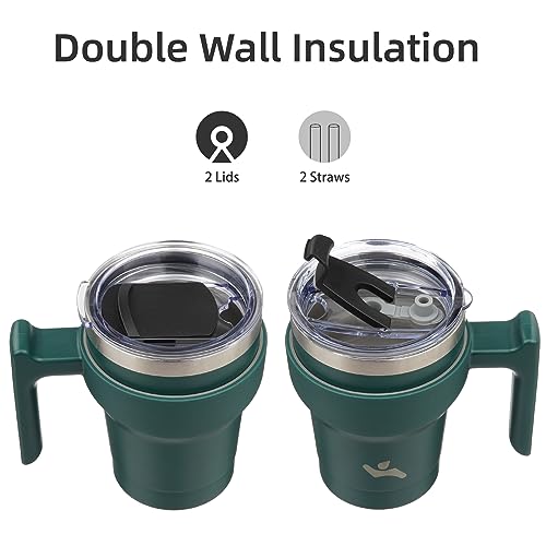 Image of Konokyo 10 oz Tumbler with Handle and Straw, Insulated Travel Mug
