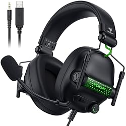 Mejores Cascos Para Call Of Duty WESEARY Cascos Gaming, Cascos con Cable para Cancelación de Ruido, Auriculares Gaming Estéreo con Micrófono para PS4/PS5/PC/Xbox One/Switch, Cascos con Cable y Conector de 3.5mm, Luz RGB Genial