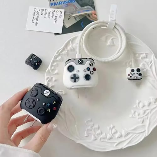 Image of Cable Protector with 3D Cute Pattern for iPhone Charger only18W & 20W | Data Line Wire Saver Charger Protective Cable Full Protection Set of-1 (White X-Boxx)