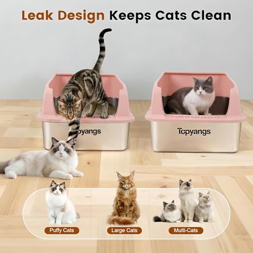 Set 2 areneros metálicos grandes para gatos con tapa y scoop miniatura 7