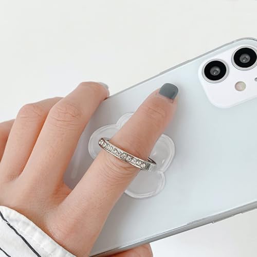 透明 スマホリング 携帯リング 360°回転式 角度調整可能 落下防止リング スマフォスタンド機能付き ホールドリング 薄型 スタンド車載ホルダー 片手操作 Hongzhanfa iPhone 16 16 Plus 16 pro 16 pro max iphone 15/14/13/Android各種他対応 (2個桜 型) (シルバーリングの透明な花) (銀透明花)