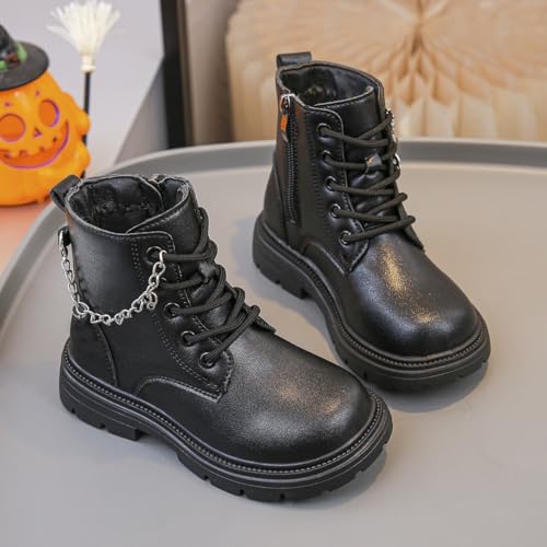 IWIHMIV Kids Girls Tie Knot Ankle Boots Chunky Low Block Heel Non Slip Dress Booties Winter Shoes With Zipper3