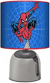 Spiderman - Blue - Bedside Touch LAMP - Boys Bedroom Light/LAMP Shade - Mains Operated (UK Plug)
