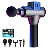 Pistola de Masaje Muscular, MECO Masajeador Profesional de Músculos de Tejido Profundo con 6 Niveles Ajustables 5 Cabezales de Masaje, 3200 RPM, Ultra Silencioso para Relajación Fatiga, Gimnasio-Negro