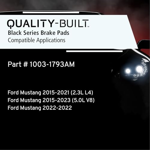 Image of QUALITY-BUILT Rear Semi-Metallic Brake Pads, Black Series 1003-1793AM, Compatible with 2015-2023 Ford Mustang