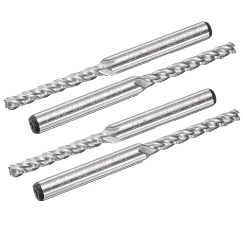 Image of uxcell 4pcs HSS-AL 4mm Cutting Dia 6mm Shank 4 Flutes End Mill Milling Cutter Router Bits Upcut Spiral Milling Cutter Tool for Wood PVC MDF Engraving