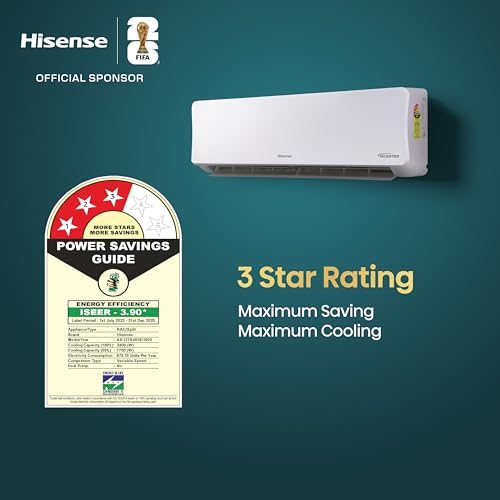 Image of Hisense 1.0 Ton 3 star Inverter Split AC(Copper, 5-in-1 Convertible with Intelligent 4 modes, 4 Way Swing, Anti corrosion, Long Air Distance, AS-12TR4R3E, White ）