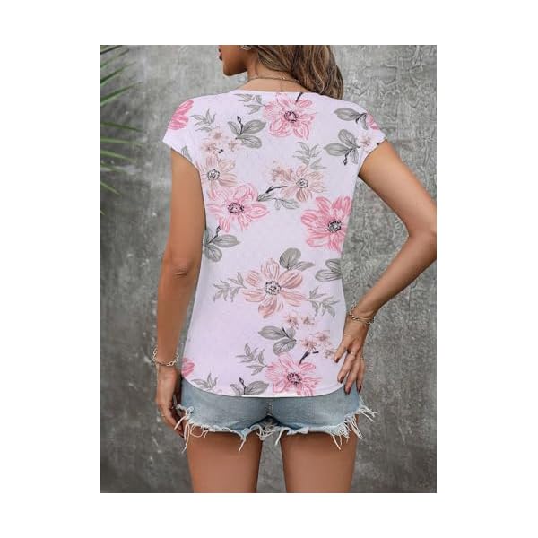 Zeagoo 2025 Women's Tank Top V Neck Eyelet T Shirts Cap Sleeve Tops Loose Fit Blouses Dressy Casual Summer Basic Shirts - Image 5