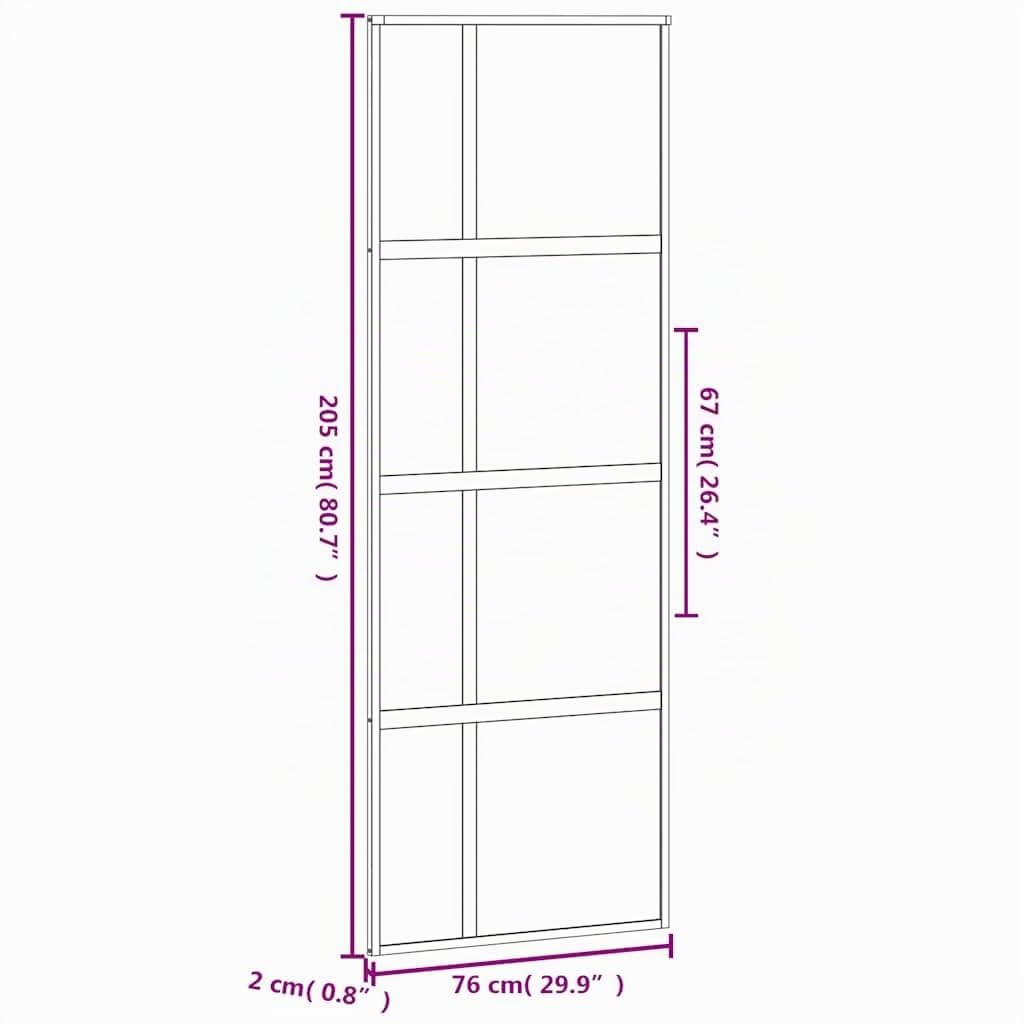 vidaXL Porta Scorrevole Nera 76x205 cm in Vetro Temperato e Alluminio