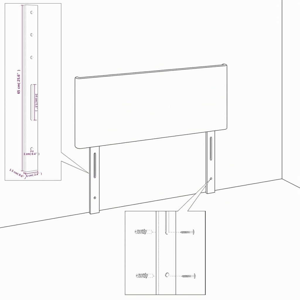 vidaXL Têtes de Lit Meubles de Chambre à Coucher Accessoires de Lit Simple Têtes de Cadre de Lit Intérieur Gris Foncé 160x5x78/88 cm Velours