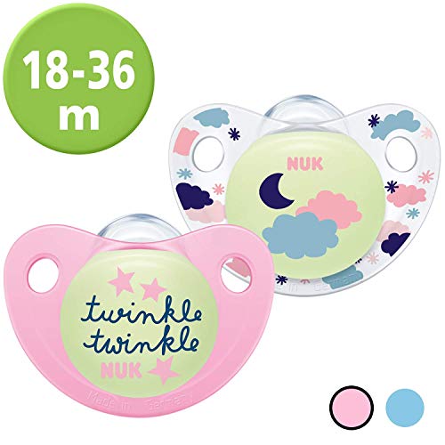 NUK 10177145 Trendline Night & Day - Chupete de silicona con efecto luminoso (18-36 meses), color rosa