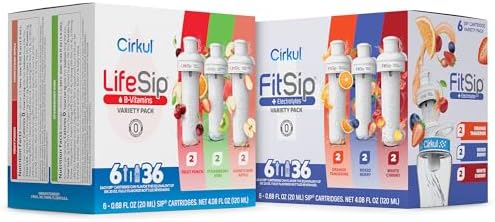 Cirkul Variety Pack Bundle, Flavored Water Cartridge 12-Pack (LifeSip, FitSip), No sugar, zero calorie Drink Mix
