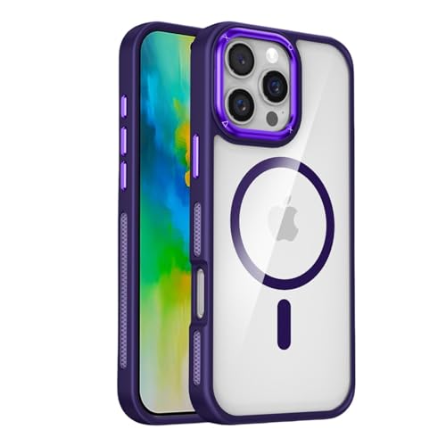 Coque magnétique iPhone 16 violette transparente anti-choc