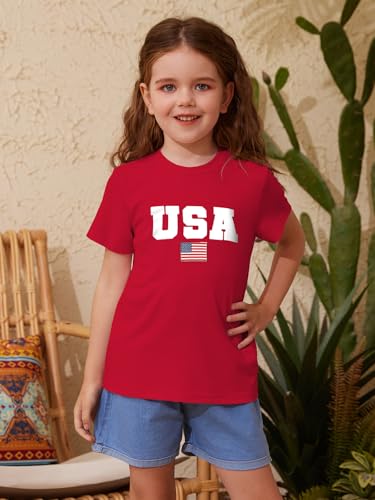 Image of ZDC Girls' Short Sleeve Shirts Kids Crewneck T-Shirts Summer Tops Basic Tees 5-14 Years