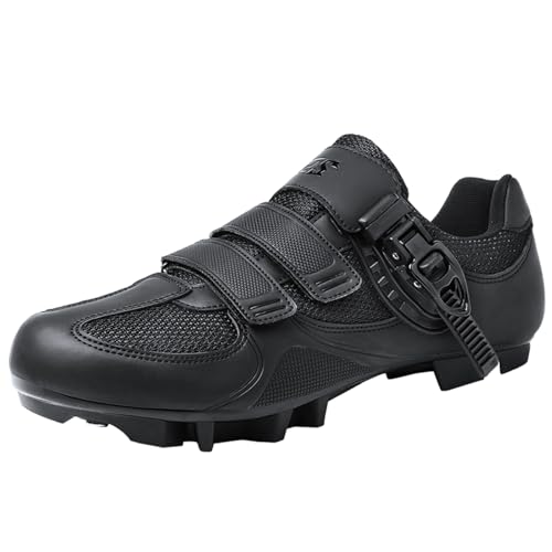 JiuQing Mountain Bike Shoes Men Compatible with 2-Bolts SPD Cleats Outdoor MTB Cycling Shoes