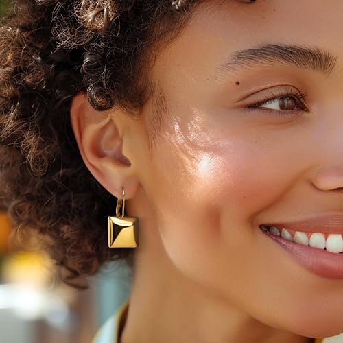 Ross-Simons Italian 18kt Gold Over Sterling Square Drop Earrings2