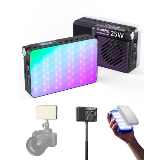 SMALLRIG Mini Lampe Vidéo LED RGB RM 25C, Batterie 3100 mAh, Ecran LCD HD, Lampe Portable 25 W, Idéale pour les Photographes, 2500 K-10000 K, CRI 96, TLCI 99, Fixation Magnétique - 5357