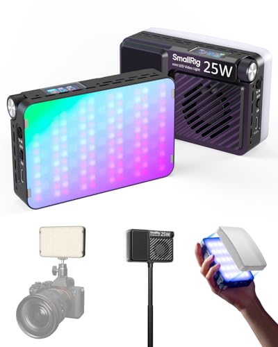 SMALLRIG RM 25C Mini luce video LED RGB, batteria da 3100 mAh, display LCD HD, luce portatile per...