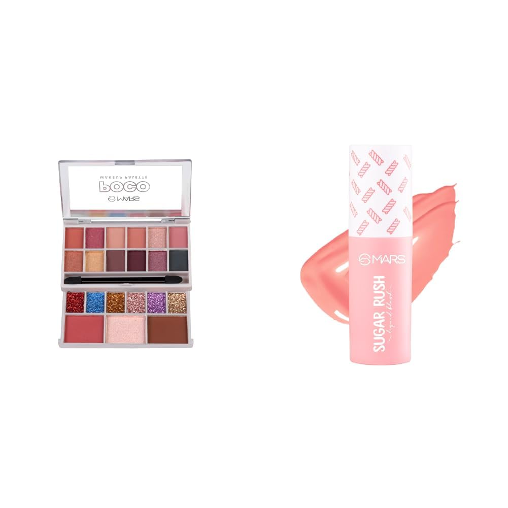 MARS Poco Face Makeup and eyeshadow Palette with Slider Case MARS Sugar Rush Liquid Blush 01-MARSH MALLOW-image-16