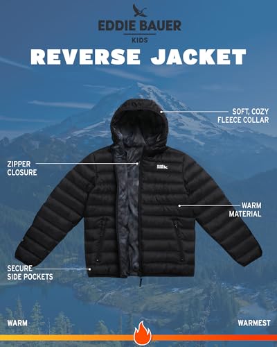 Eddie Bauer Kids' Reversible Jacket - Weather Resistant Quilted Down Coat for Boys and Girls (3-20)3