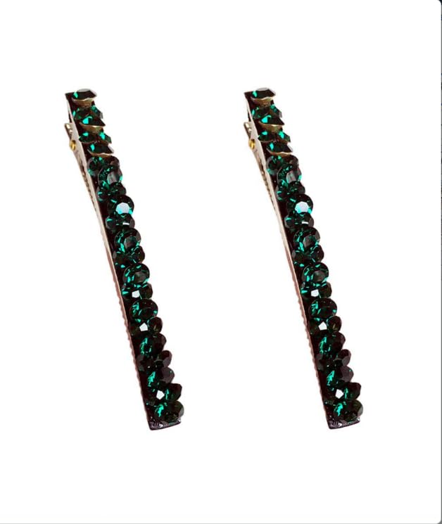 2 Piezas Pinzas para el Cabello con Diamantes de Imitación Verde Brillante, Pinzas Vintage Estilo Cocodrilo, Accesorios para el Cabello para Mujer miniatura 1
