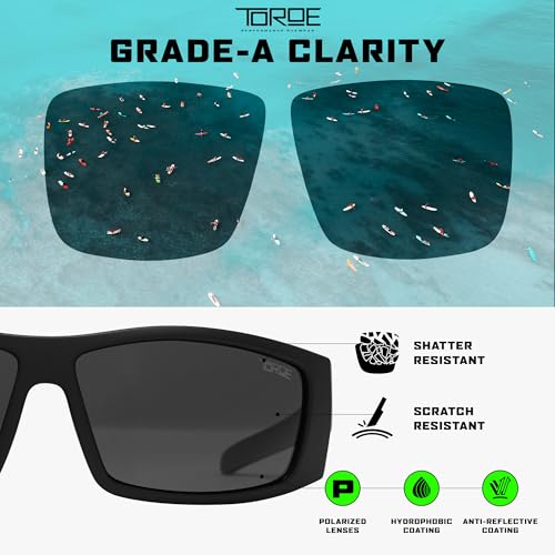 Image of TOROE z87+ Safety Polarized Wrap Around FALCON Sunglasses Tr90 Frame, Anti Scratch Lenses