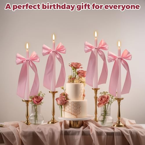 Image of Wondise Pink Flameless Taper Candles with Remote Timer, Battery Operated Real Wax Led Candle 3D Wick Flickering Flameless Candlesticks for Home Birthday Party Wedding Anniversary Decor