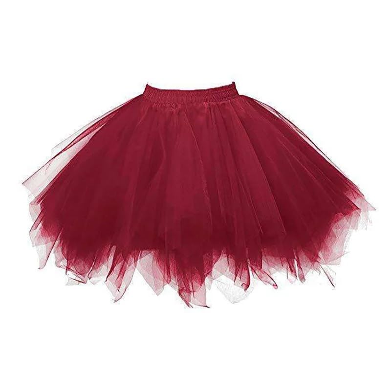 Mini robe en tulle pour femmes jupe bouffante de déguisement bordeaux