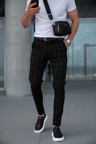 Mens Slim Fit Pants - Stretch Cotton Chinos Pants - Casual Golf Business Skinny Dress Pants for Men2