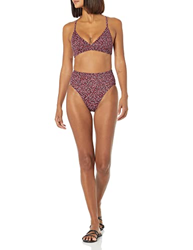 Amazon Essentials Women's High Waist High Leg Bikini Bottom, Brick Red Leopard, Small #TOP3