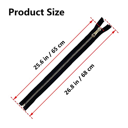 XCSJ Pack of 2 65 cm #5 Zip Metal Zip Separable Zip for Jackets Coat Suitcase Bag DIY Sewing Craft (65 cm) - Image 2
