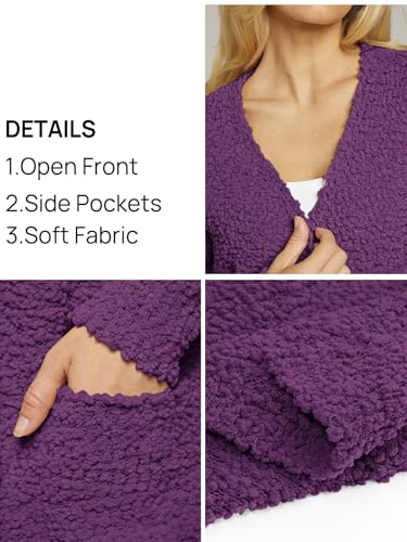 Image of MEROKEETY Women's Long Sleeve Soft Chunky Knit Sweater Open Front Cardigans Outwear Coat