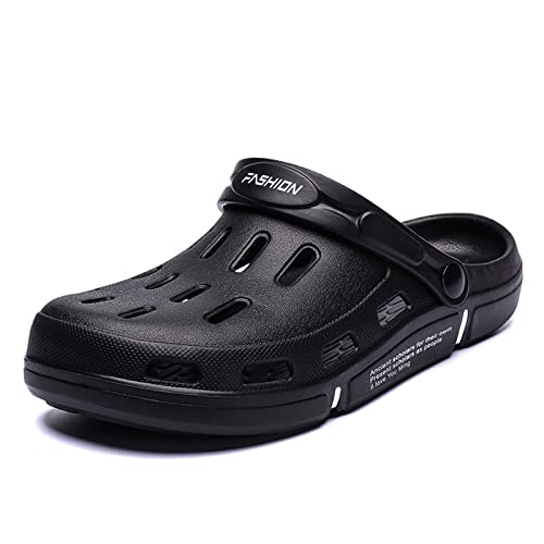 Men's Garden Shoes Classic Clogs Mens Summer Gardener Clog Water Sandals Waterproof Comfort Gardenning Clog Slip On Casual Walking Sandal Shower Beach Footwear Black 42 #TOP26