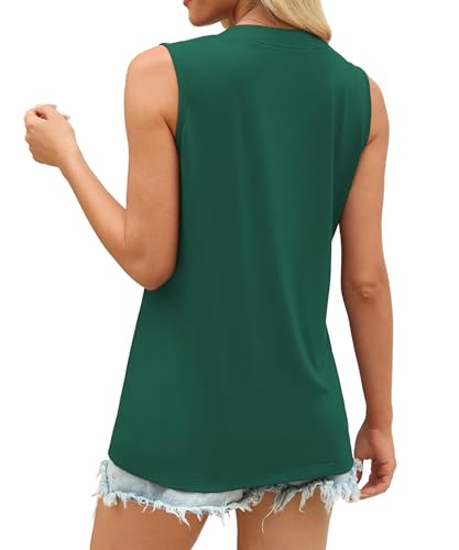 Womens Summer Tank Top V Neck Sleeveless Tops Button Shirts Loose Fit Basic Clothes4