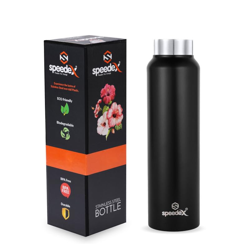 Speedex Stainless Steel Water Bottle 1 Litre, Leakproof Screw Cap 1 Ltr, Black, Bottles 1+ Litre for School, Gym, Office, Boys, Girls, Men, Women, Kids, Fridge 1Ltr - 1000 ml - Set of 1 (B081ZWSWYC) Amazon Price History, Amazon Price Tracker