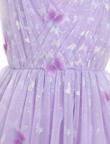 Image of IMEKIS Toddler Kids Girls Butterfly Dress Sparkle Sequins Tulle Wedding Formal Birthday Dresses 2-10T