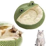 Cama de felpa para gatos, cama térmica suave para mascotas para gatos y perros pequeños, divertido cojín de dormir cálido y cómodo, tapete de cama para cachorros y gatitos, 15.7 pulgadas (verde)