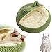 Round Plush Frog Pet Bed, 2 in 1 Winter Warm Deep Sleep Nest, Soft Comfort Basket for Cats, Dogs, Puppies (Green, A)